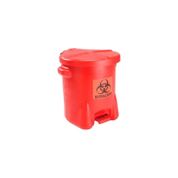 Eagle 14 Gallon Safety Poly Biohazardous Waste Can, Red - 947BIO